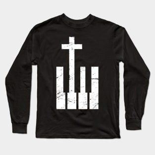 Christian Cross And Piano Keys Long Sleeve T-Shirt